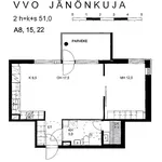 Vuokraa 2 makuuhuoneen asunto, 51 m² paikassa Oulu