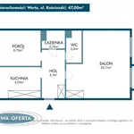 Mieszkanie m2 z oddzielną kuchnią 47,01 m² na wynajem ul. Kościuszki, Warta