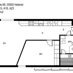 Vuokraa 2 makuuhuoneen asunto, 56 m² paikassa Helsinki