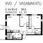 Vuokraa 3 makuuhuoneen asunto, 56 m² paikassa Lahti