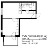 Vuokraa 2 makuuhuoneen asunto, 37 m² paikassa Jyväskylä