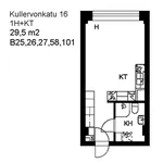 Vuokraa 1 makuuhuoneen asunto, 29 m² paikassa Tampere