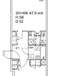 Vuokraa 2 makuuhuoneen asunto, 47 m² paikassa Espoo