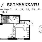 Vuokraa 2 makuuhuoneen asunto, 44 m² paikassa Lahti