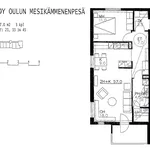 Rent 2 bedroom apartment of 57 m² in Oulu