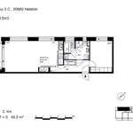 Vuokraa 2 makuuhuoneen asunto, 60 m² paikassa Helsinki