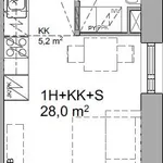 Vuokraa 1 makuuhuoneen asunto, 28 m² paikassa Oulu