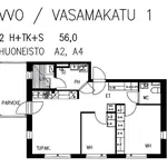 Vuokraa 3 makuuhuoneen asunto, 56 m² paikassa Lahti