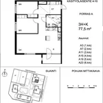 Vuokraa 3 makuuhuoneen asunto, 77 m² paikassa Helsinki