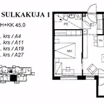 Vuokraa 2 makuuhuoneen asunto, 45 m² paikassa Oulu