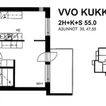 Vuokraa 2 makuuhuoneen asunto, 55 m² paikassa Jyvaskyla