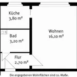 Miete 1 Schlafzimmer wohnung von 27 m² in Leipzig