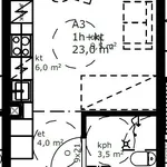 Vuokraa 1 makuuhuoneen asunto, 23 m² paikassa Oulu