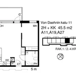 Vuokraa 2 makuuhuoneen asunto, 45 m² paikassa Viikki,