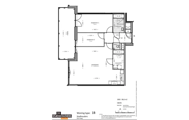 Huur 3 slaapkamer appartement van 88 m² in Den Haag