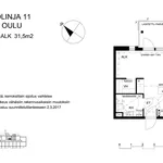 Vuokraa 1 makuuhuoneen asunto, 31 m² paikassa Oulu